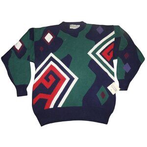 NWT Vintage 1990s Cotton Traders Geometric Men’s Pullover Sweater Size Large